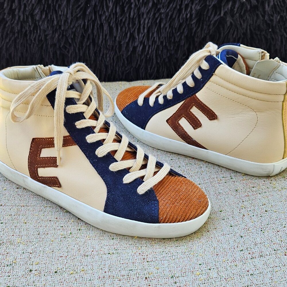 Sam Edelman Avon Kids High Tops Girl's Youth Size 3M Color Eggshell Multi - Picture 5 of 13